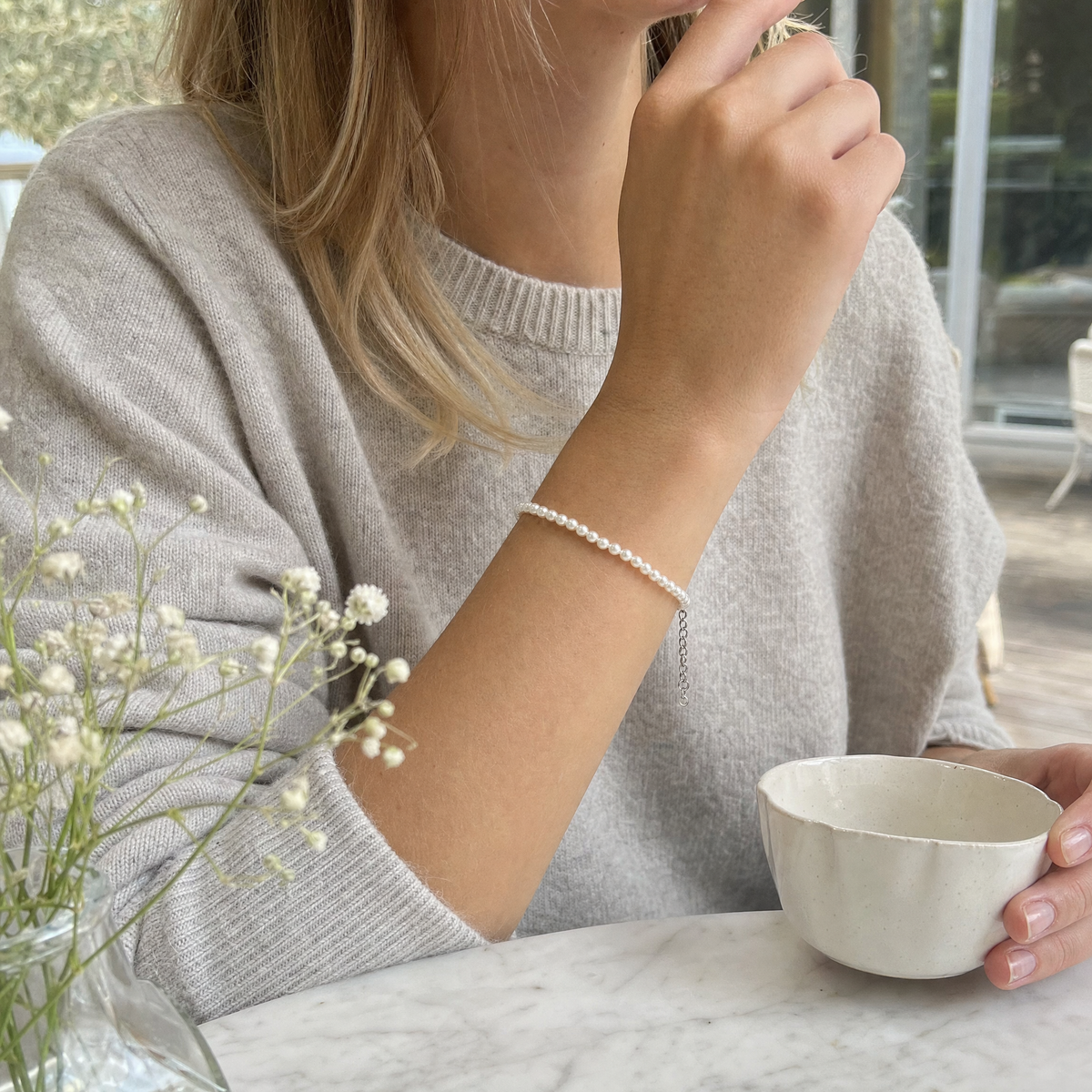 Agnes Pearl Armbånd Sølv